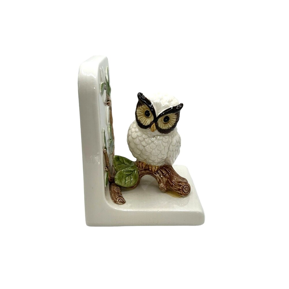 Vintage 1970s White Otagiri Japan Owl Ceramic Bookend ** Single **